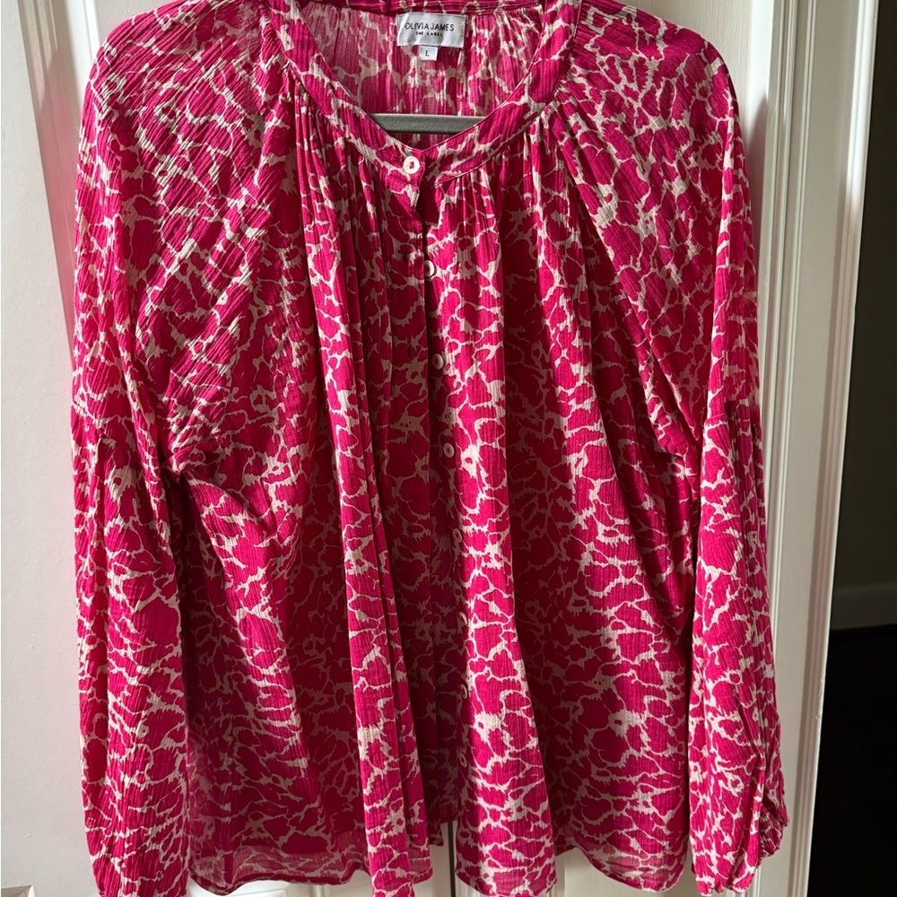 Vibrant Pink and White Blouse